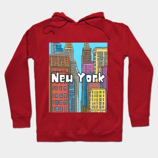 New York city retro cartoon style colorful Hoodie